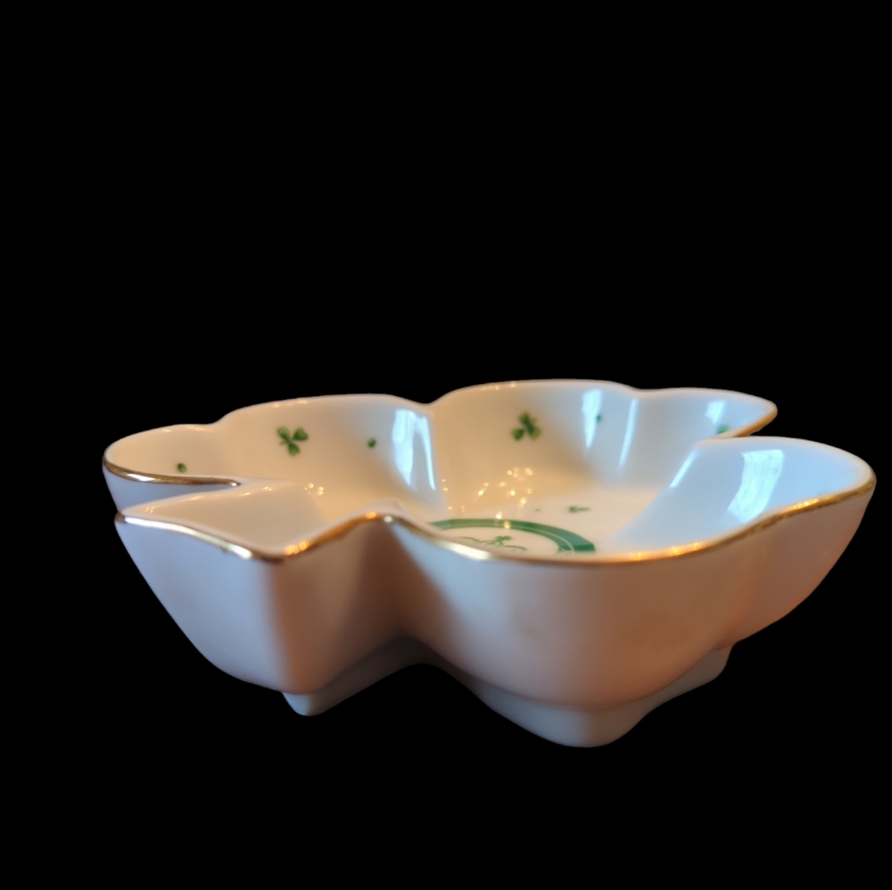 Lefton Fine China -Irish Shamrocks & Cladaugh Gold-Trim Trinket or Candy Dish 5” - Picture 7 of 7